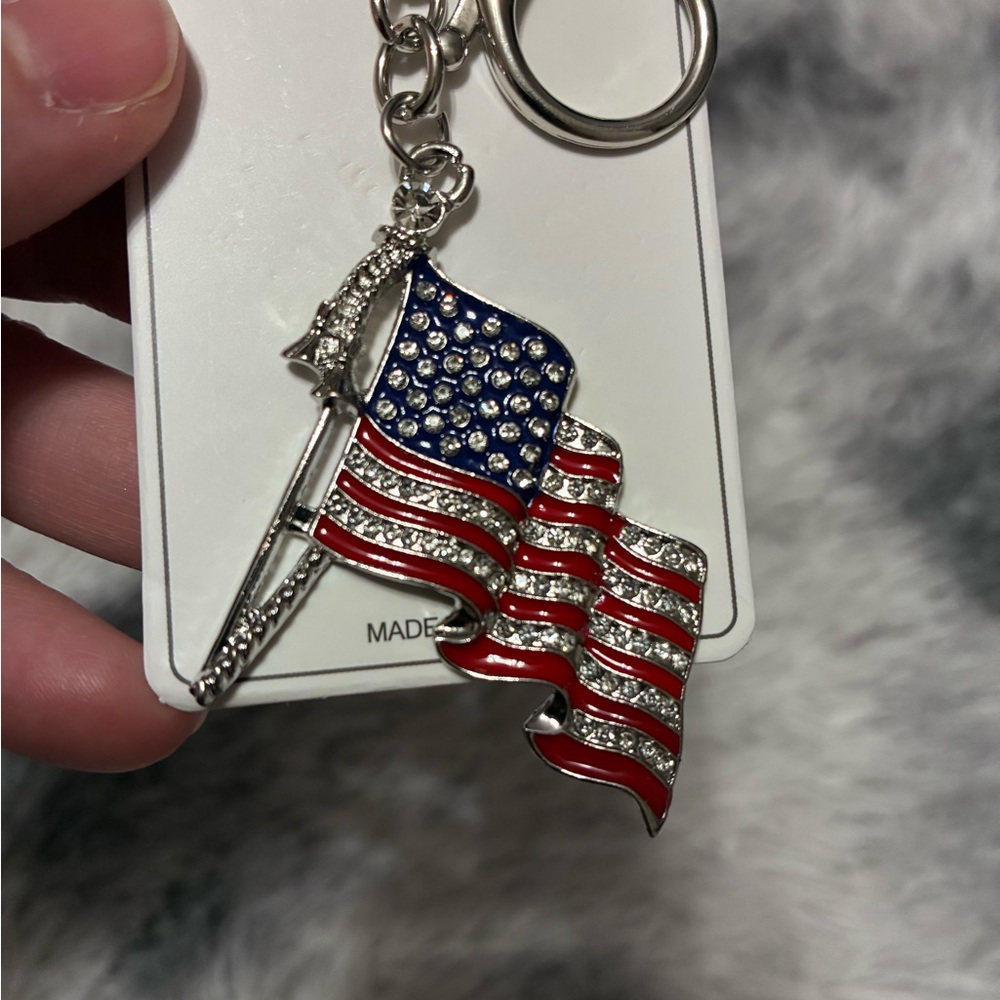 Nicole Purest Essence Patriotic American Flag Keychain/Bag charm